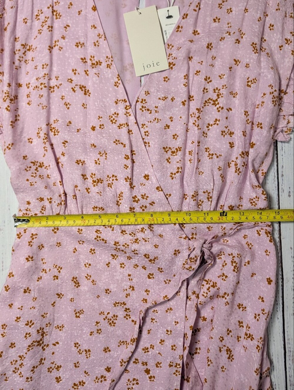 Joie Lavender Floral Wrap Midi Dress Ruffle Sleeve Small - Picture 14 of 16